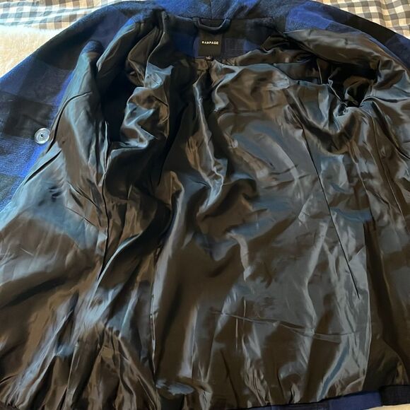 New! Rampage Blue & Black Plaid Peacoat Size Small NWT - Picture 9 of 16